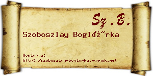 Szoboszlay Boglárka névjegykártya